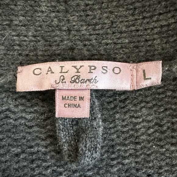 Calypso St. Barth Cashmere kaftan cardigan vest. Grey Mélange. Size L - Picture 10 of 16